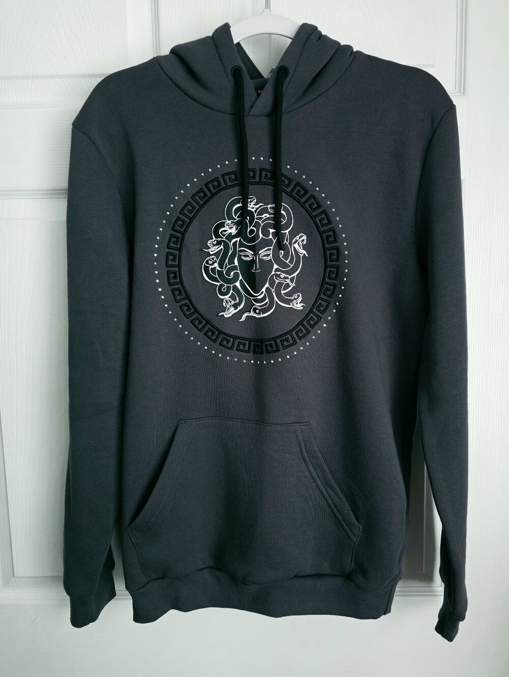 NWT Supply & Demand Medusa Rhinestone Charcoal Hoodie Small